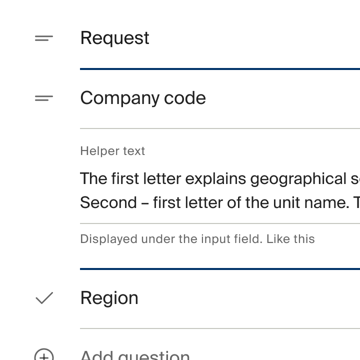 Question configuration UI