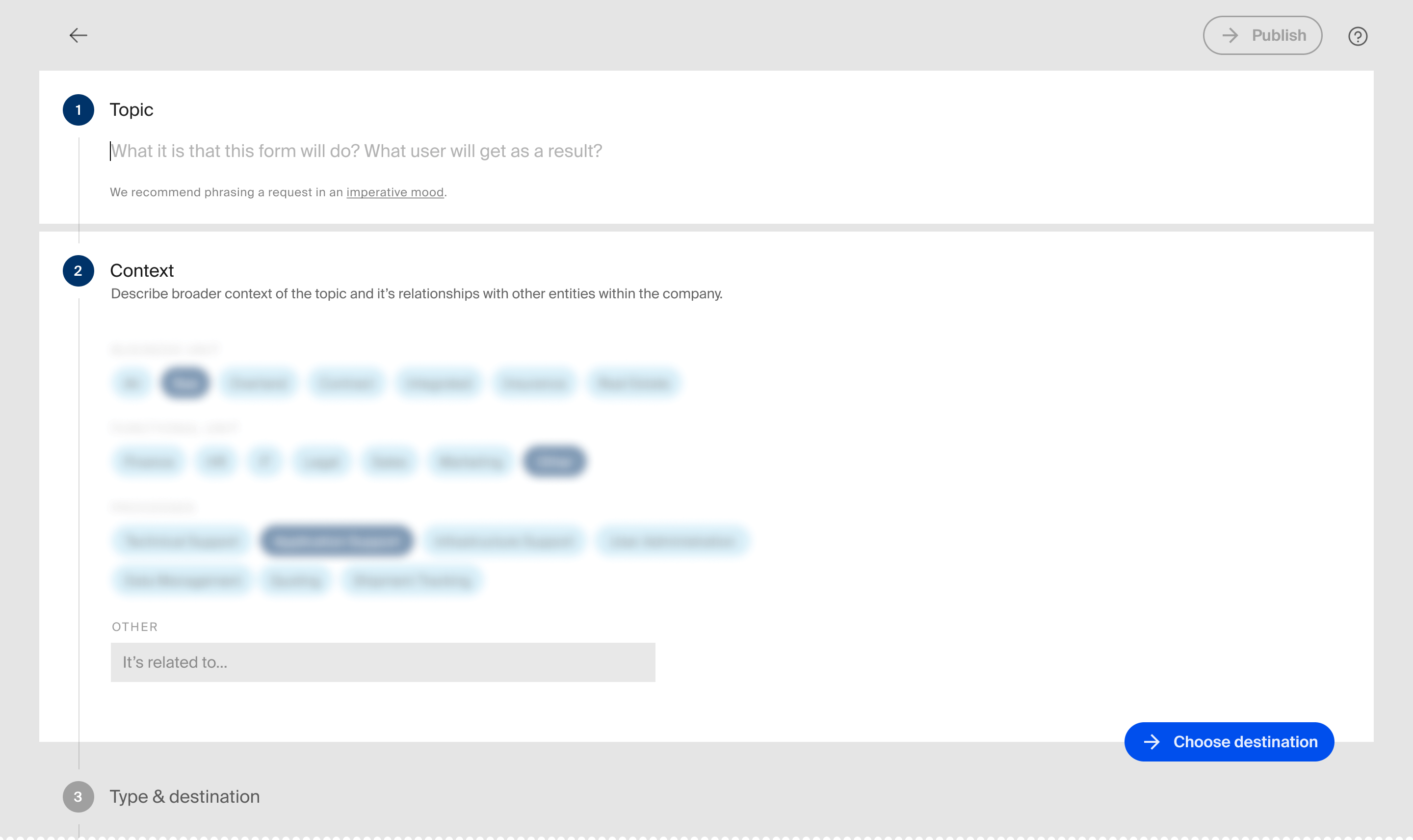 Question configuration UI